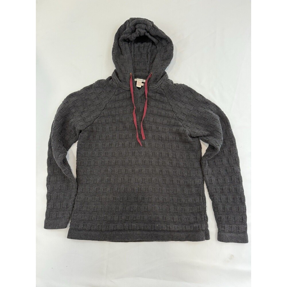 Mens Carbon 2 Cobalt Chunky Knit Gray Pullover Sweater With Hood Size M